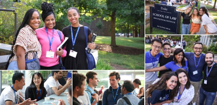 collage of Duke Law students at orientation