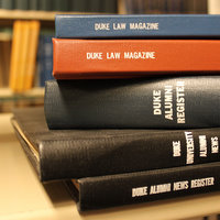 Stack of Duke Law books