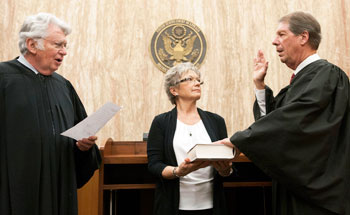Professor Scott Silliman being sworn in as an appellate judge 