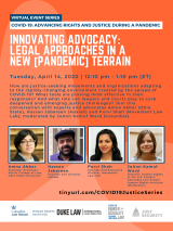 VIRTUAL -- COVID-19: Advancing Rights and Justice During a Pandemic -- Innovating Advocacy: Legal Approaches in a New [Pandemic] Terrain